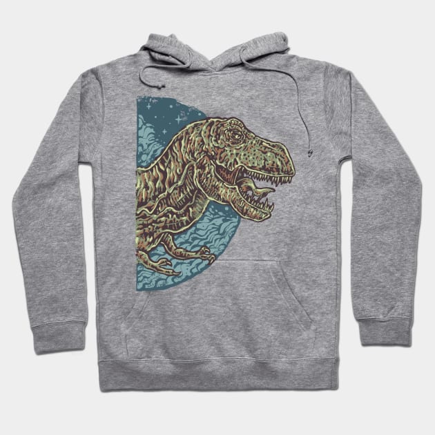 angry face raptor dinosaur Hoodie by Mako Design 